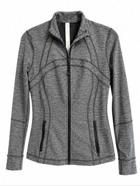 Lululemon Define Jacket Women's Size 8 Gray Heather Full Zip Thumbholes Yoga